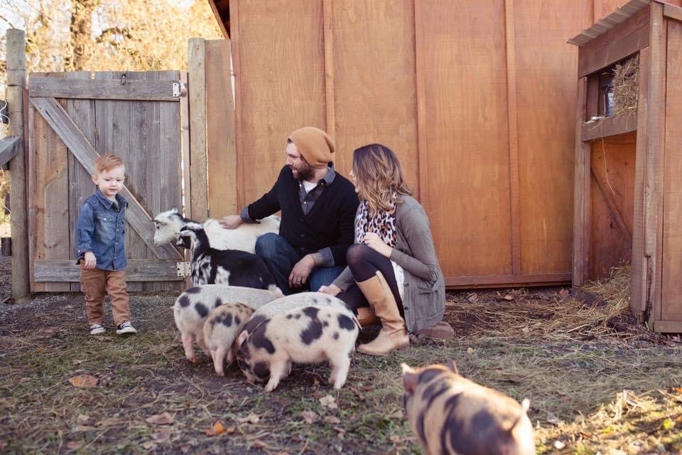 Family enjoying the free petting zoo